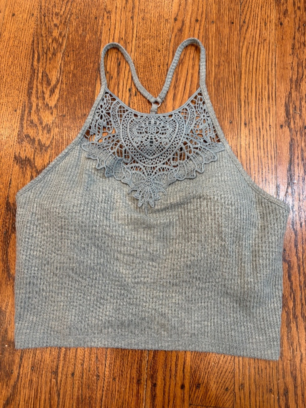 🩶 Mudd Crochet Back Crop Tank | Gray | Small 🩶